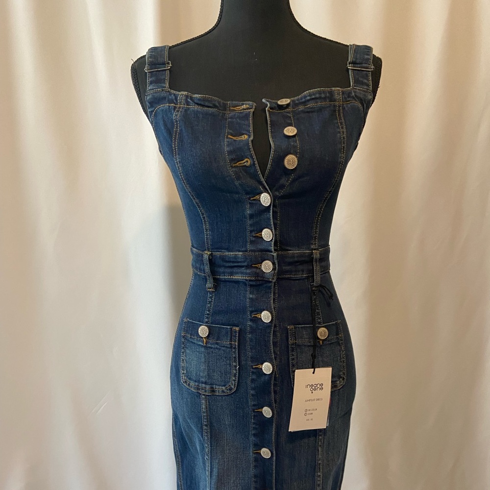 Insane Gene Olivia Denim Overall Dress